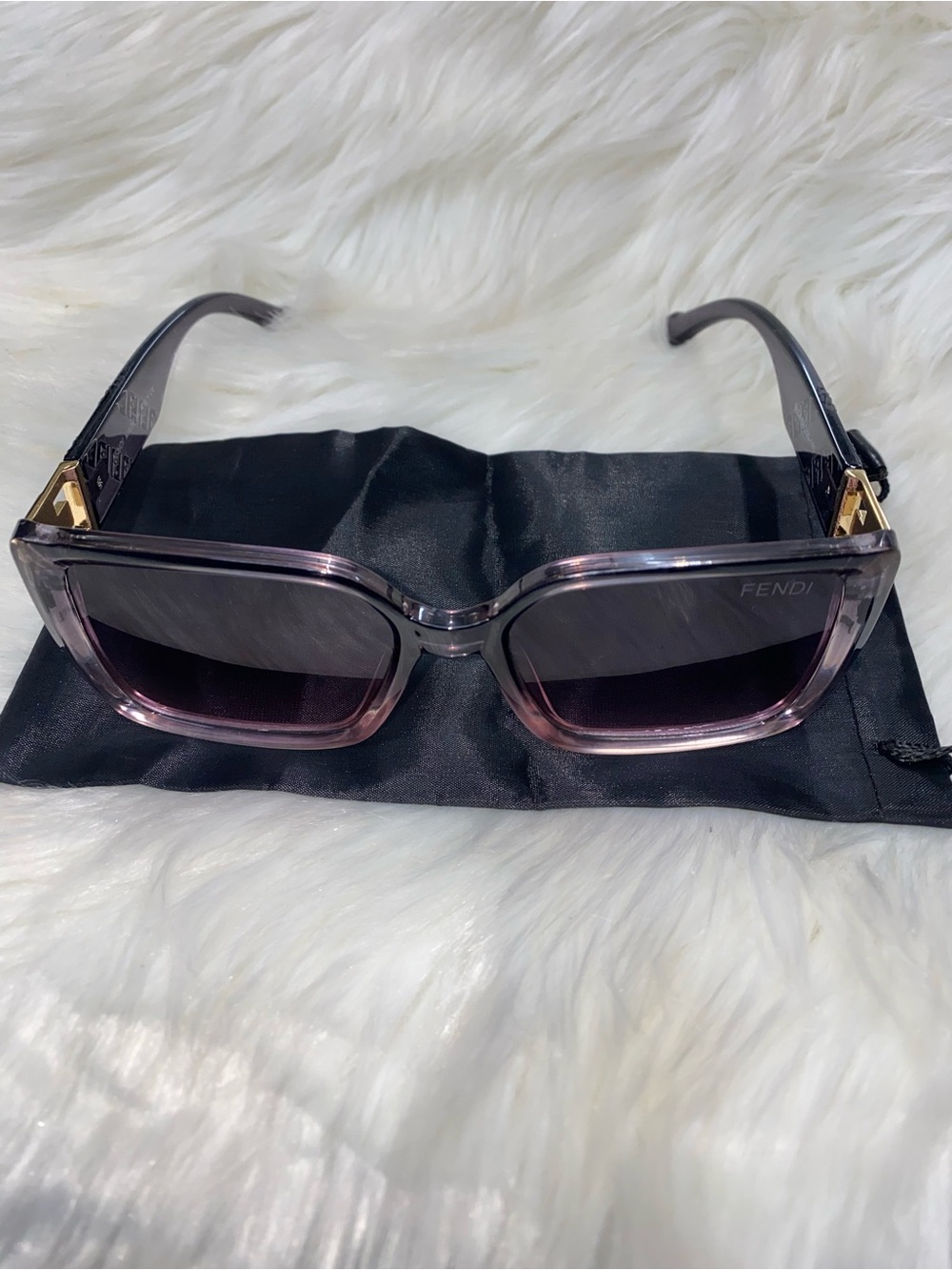 Purple Gradient Square Sunglasses with Gold Accent